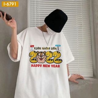 Áo Unisex Màu Trắng In Hình Hổ Năm Mới