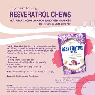Viên Kẹo Nhai Đẩy Lùi Lão Hóa Resveratrol Chews 30 viên