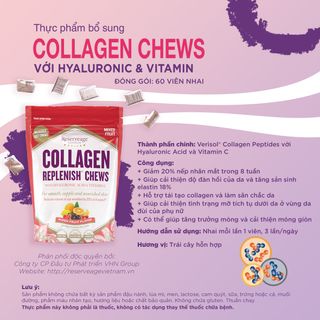 Viên Kẹo Nhai Cải Thiện Nếp Nhăn Mắt Collagen Replenish Chews 60 viên