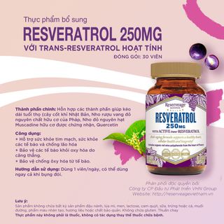 Viên Uống Hỗ Trợ Sức Khỏe Tim Mạch Resveratrol 250mg 30 viên