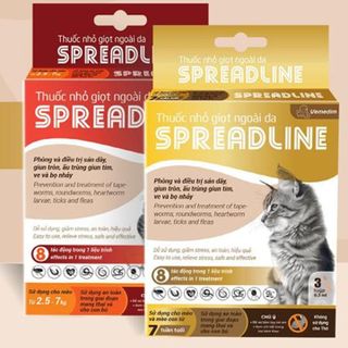 3 Tuýp (Vàng) Vemedim Spreadline Thuốc trị sán dây, giun tròn, ấu trùng giun tim, ghẻ tai, ve và bọ nhảy cho mèo 0.8 - 2.5kg giá sỉ