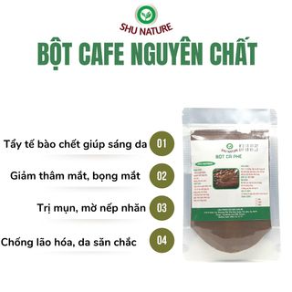 Bột cà phê tẩy tế bào chết SHU NATURE, 100% cà phê nguyên chất, xay mịn, không phụ gia