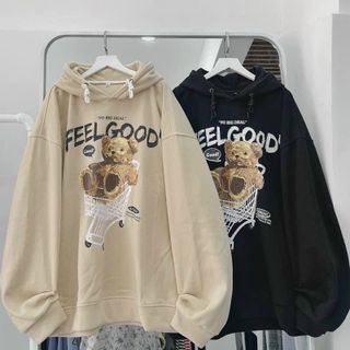 áo hoodie chất nỉ bông mịn nón 2 lớp bự gấu, form dưới 70kg