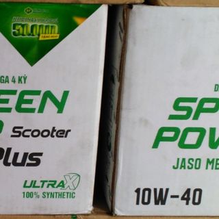 - Thùng 12 chai dầu nhờn dầu nhớt xe tay ga SaigonPetro SP Green Power Scotter Plus SN 10W-40 Chai 1 L Dầu Tổng Hợp