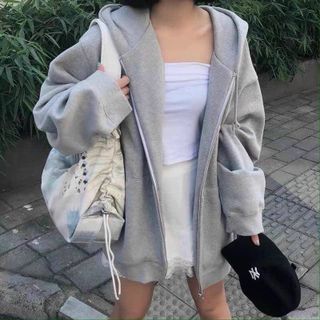 Áo khoác xám trơn chất nỉ ngoại, nón 2 lớp form dưới 70kg