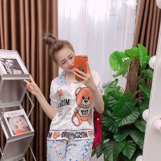 Đồ bộ nữ mặc nhà pijama Satin - mango gấu lửng