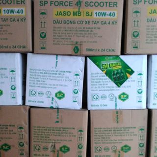 - Thùng 24 chai dầu nhờn dầu nhớt Xe Tay Ga Saigonpetro SP Force 4T Scotter SJ 10W-40-Chai 1 L Cho Động Cơ 4 Thì