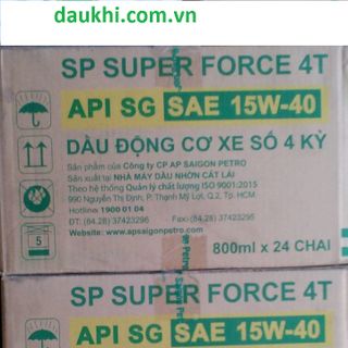 ùng 24 chai dầu nhờn dầu nhớt xe số Saigonpetro - SP Super Force 4T SG 15W-40 - Chai 0.8L Dành Cho Xe Số 4 Thì