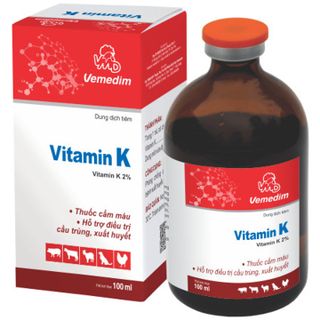100ml Vemedim Vitamin K Thuốc cầm máu, chống chảy máu và các bệnh xuất huyết cho gia súc gia cầm chó mèo giá sỉ