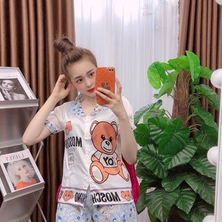 Đồ bộ nữ mặc nhà pịama Satin - Mango Gấu Đùi