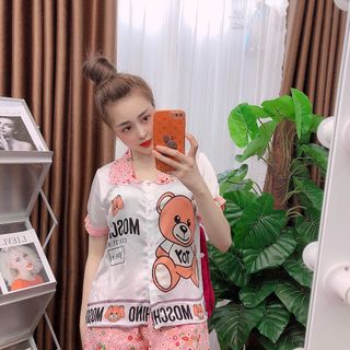 Đồ bộ nữ mặc nhà pịama Satin - Mango Gấu Đùi