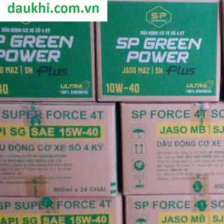 ùng 12 chai dầu nhờn dầu nhớt xe số Saigonpetro - SP Green Power Plus SN 10W40 - Chai 0.8 L Dầu tổng hợp 100%