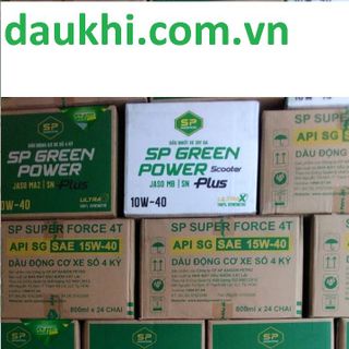ùng 12 chai dầu nhờn dầu nhớt xe số Saigonpetro - SP Green Power Plus SN 10W40 - Chai 0.8 L Dầu tổng hợp 100%