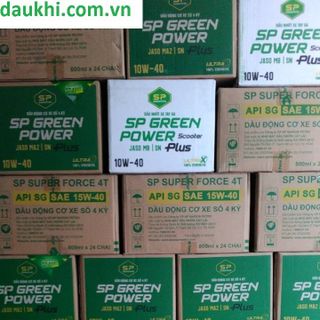 ùng 12 chai dầu nhờn dầu nhớt xe số Saigonpetro - SP Green Power Plus SN 10W40 - Chai 0.8 L Dầu tổng hợp 100%