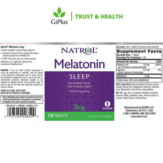 Viên Uống Hỗ Trợ Giấc Ngủ Natrol Melatonin Sleep Hàm Lượng Thấp 3mg (60 viên/Lọ)