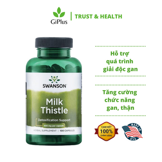 Viên Uống Hỗ Trợ Giải Độc Gan Swanson Milk Thistle 500mg (100 viên/lọ)