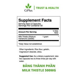 Viên Uống Hỗ Trợ Giải Độc Gan Swanson Milk Thistle 500mg (100 viên/lọ)