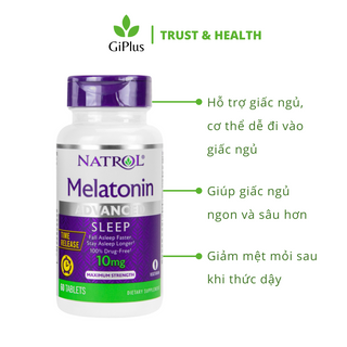 Viên Uống Hỗ Trợ Giấc Ngủ Natrol Melatonin Advanced Sleep 10mg (60 Viên/Lọ)
