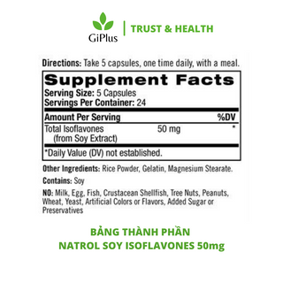 Viên Uống Mầm Đậu Nành Natrol Soy Isoflavones 50mg (120 Viên/Lọ)