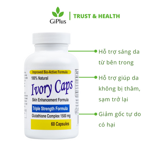 Viên Uống Trắng Da Giảm Thâm Ivory Caps Glutathione Complex 1500mg (60 Viên/Lọ)