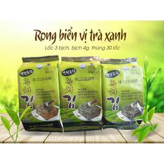 RONG BIỂN ĂN LIỀN VỊ TRÀ XANH 4GR X 3 GÓI/ LỐC ( THÙNG 30 LỐC) giá sỉ