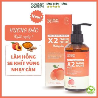 DUNG DỊCH VỆ SINH PHỤ NỮ GEL X2 NANO NGHỆ ĐÀO CHÍN HỒNG MỊN SE KHÍT LƯU HƯƠNG 24H COCAYHOALA - 150ML