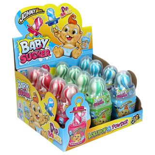 KẸO MÚT NỔ BÌNH SỮA - JOHNY BEE BABY SUCKER (12 chiếc x 32gr/lốc, 12 lốc/thùng) (144 chiếc/thùng)