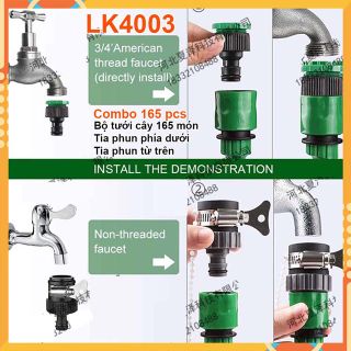 COMBO THIẾT BỊ TƯỚI CÂY PHUN SƯƠNG NHỎ GIỌT - ĐA NĂNG THÔNG MINH - 165 MÓN LK4003
