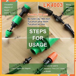 COMBO THIẾT BỊ TƯỚI CÂY PHUN SƯƠNG NHỎ GIỌT - ĐA NĂNG THÔNG MINH - 165 MÓN LK4003