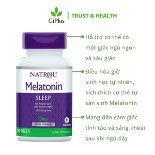 Viên Uống Hỗ Trợ Giấc Ngủ Ngon Natrol Melatonin Sleep Hàm Lượng 5mg (60 viên/Lọ)
