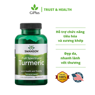 Viên Uống Tinh Chất Nghệ Swanson Turmeric 720mg (100 viên/lọ)