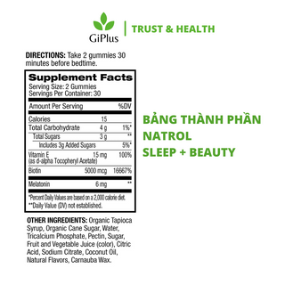 Kẹo Dẻo Hỗ Trợ Giấc Ngủ, Đẹp Da, Dài Tóc Natrol Sleep + Beauty Gummy Raspberry (60 Viên/lọ)