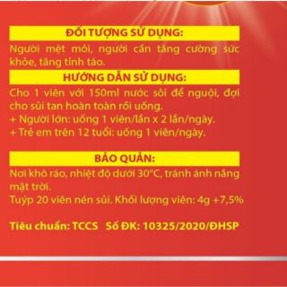 Lốc viên sủi tăng lực 4g/viên x 20 viên x 10 ống