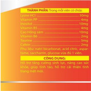 Lốc viên sủi tăng lực 4g/viên x 20 viên x 10 ống