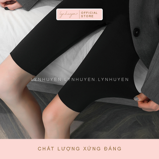 Quần Legging Lửng Đùi Nữ Nâng Mông Cạp Cao Lynhuyen - Màu Đen - Q007