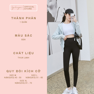 Quần Legging Nữ Dài Nâng Mông Cạp Cao Thun Lạnh Lynhuyen - Màu Đen - Q010
