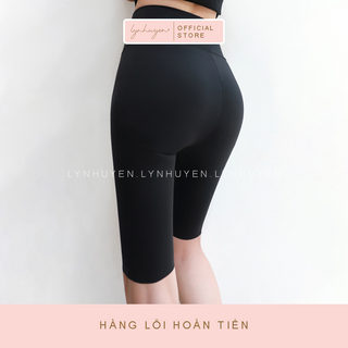 Quần Legging Lửng Đùi Nữ Nâng Mông Cạp Cao Lynhuyen - Màu Đen - Q007