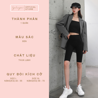 Quần Legging Lửng Đùi Nữ Nâng Mông Cạp Cao Lynhuyen - Màu Đen - Q007