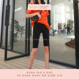 Quần Legging Lửng Đùi Nữ Nâng Mông Cạp Cao Lynhuyen - Màu Đen - Q007
