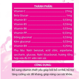 Lốc 10 ống viên sủi hương dâu (4gr x 20 viên x 10 ống)