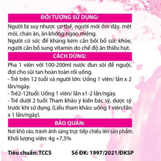 Lốc 10 ống viên sủi hương dâu (4gr x 20 viên x 10 ống)