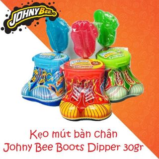 KẸO MÚT NỔ BÀN CHÂN - JOHNY BEE BOOTS DIPPER (24 chiếc x 30gr/hộp, 8 hộp/thùng) (192 chiếc/thùng)