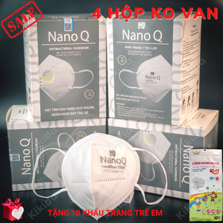 Khẩu trang N95 y tế kháng khuẩn Nano Q 5 lớp có màng lọc Nano tinh dầu (1 HỘP) ngăn bụi mịn ôm khít mặt và thoáng đẹp