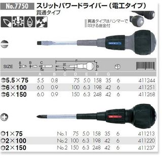 Tô vít đóng 4 cạnh No.7750+2×150 Anex Japan