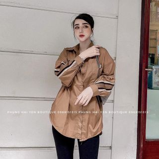 Chuyên sỉ áo sơ mi viền dây lưng hai màu nâu trắng Xưởng may YoYo chuyên sỉ thun thái