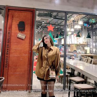Chuyên sỉ áo sơ mi viền dây lưng hai màu nâu trắng Xưởng may YoYo chuyên sỉ thun thái