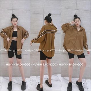 Chuyên sỉ áo sơ mi viền dây lưng hai màu nâu trắng Xưởng may YoYo chuyên sỉ thun thái