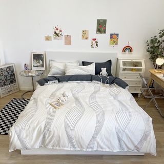 Bộ Ga Giường Full Set Cotton Korea Bedding ADU79 Đủ Kích Thước Trải Nệm 4 Món CỎ VỎ CHĂN