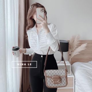 Chuyên sỉ áo sơ mi trắng xếp ly ngực Xưởng may YoYo chuyên sỉ thun thái