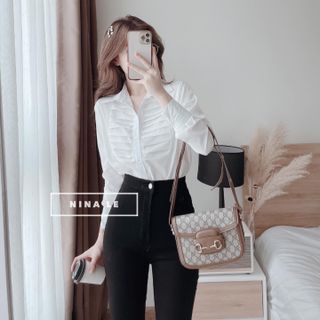 Chuyên sỉ áo sơ mi trắng xếp ly ngực Xưởng may YoYo chuyên sỉ thun thái
